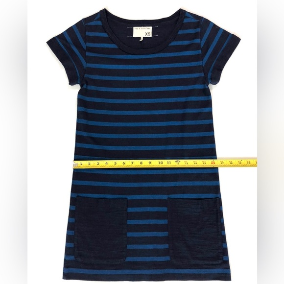 Rag & Bone Knit Mini Dress Pockets Navy & Blue Stripe - Picture 10 of 12